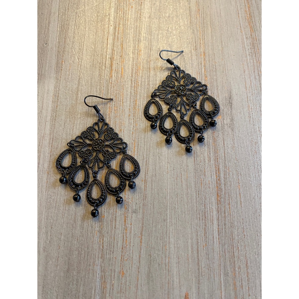 Black Chandelier Dangle Earrings Gothic Victorian Boho Women
